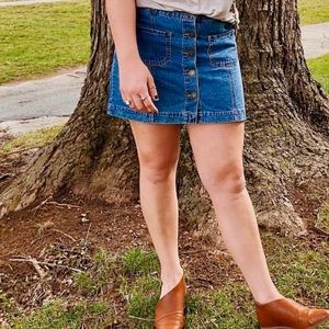 Button down denim skirt